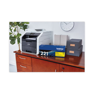 Brother TN221Y Toner, 1400 Page-Yield, Yellow (QY9381)