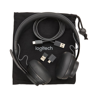Logitech® Zone Wireless Plus-MSFT Binaural Over-the-Head Headset, Black (LOG981000858)