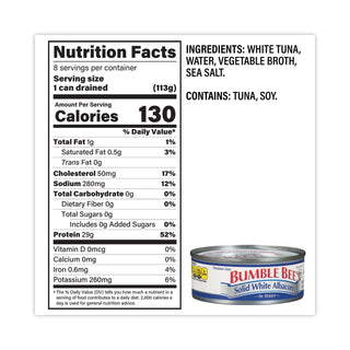 Bumble Bee® Solid White Albacore Tuna in Water, 5 oz Can, 8 Count (GRR22000701)
