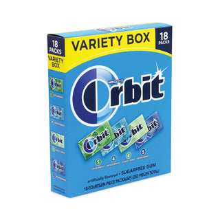 Orbit® Sugar-Free Chewing Gum Variety Box, Four Mint Flavors, 14 Pieces/Pack, 18 Packs/Box (GRR22000568)