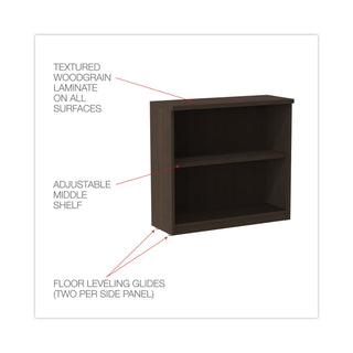 Alera® Valencia Series Bookcase, Two-Shelf, 31 3/4w x 14d x 29 1/2h, Espresso (ALEVA633032ES)