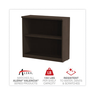 Alera® Valencia Series Bookcase, Two-Shelf, 31 3/4w x 14d x 29 1/2h, Espresso (ALEVA633032ES)