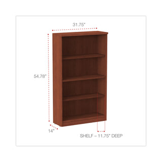 Alera® Valencia Series Bookcase, Four-Shelf, 31 3/4w x 14d x 54 7/8h, Medium Cherry (ALEVA635632MC)
