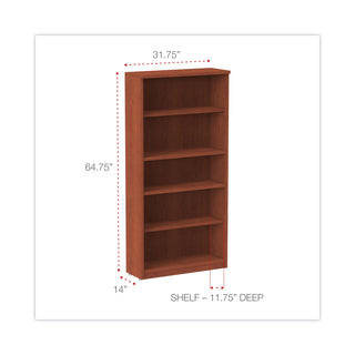 Alera® Valencia Series Bookcase, Five-Shelf, 31 3/4w x 14d x 64 3/4h, Medium Cherry (ALEVA636632MC)
