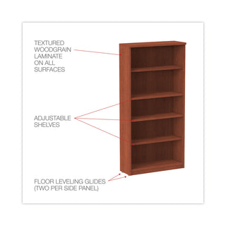 Alera® Valencia Series Bookcase, Five-Shelf, 31 3/4w x 14d x 64 3/4h, Medium Cherry (ALEVA636632MC)