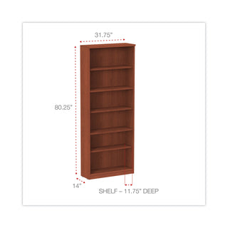 Alera® Valencia Series Bookcase, Six-Shelf, 31 3/4w x 14d x 80 1/4h, Medium Cherry (ALEVA638232MC)
