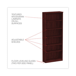 Alera® Valencia Series Bookcase, Six-Shelf, 31 3/4w x 14d x 80 1/4h, Mahogany (ALEVA638232MY)