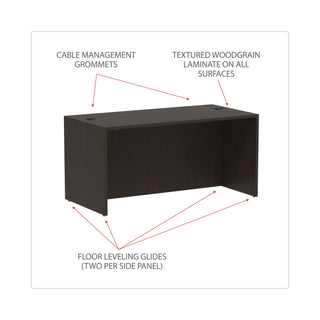 Alera® Valencia Series Straight Desk Shell, 59.13w x 29.5d x 29.63h, Espresso (ALEVA216030ES)