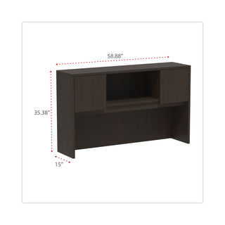 Alera® Valencia Series Hutch with Doors, 58.88w x 15d x 35.38h, Espresso (ALEVA286015ES)