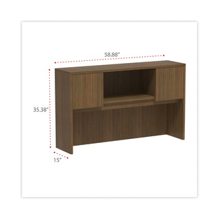 Alera® Valencia Series Hutch, 3-Comp, 58.88w x 15d x 35.38h, Modern Walnut (ALEVA286015WA)