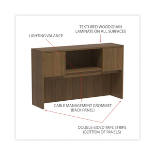 Alera® Valencia Series Hutch, 3-Comp, 58.88w x 15d x 35.38h, Modern Walnut (ALEVA286015WA)