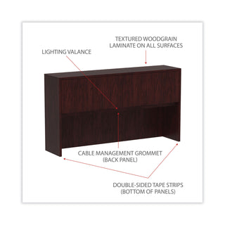 Alera® Valencia Series Hutch with Doors, 64.75w x 15d x 35.38h, Mahogany (ALEVA286615MY)
