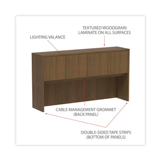 Alera® Valencia Series Hutch, 3-Comp, 64.75w x 15d x 35.38h, Modern Walnut (ALEVA286615WA)