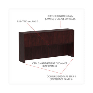Alera® Valencia Series Hutch with Doors, 70.63w x 15d x 35.38h, Mahogany (ALEVA287215MY)