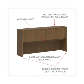 Alera® Valencia Series Hutch, 3-Comp, 70.63w x 15d x 35.38h, Modern Walnut (ALEVA287215WA)