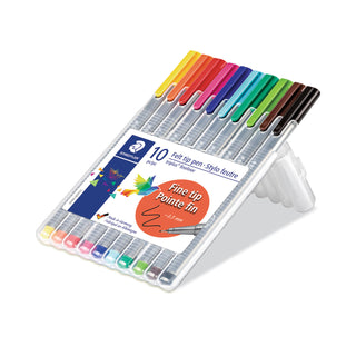 Staedtler® triplus Fineliner Marker, Super Fine, Water-Based, 10 Color Set (STD334SB10A6)