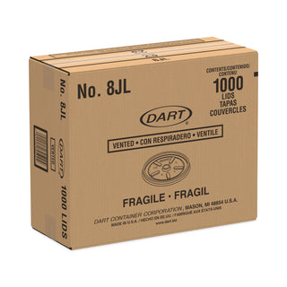 Dart® Plastic Lids, for 8oz Hot/Cold Foam Cups, Vented, 1000 Lids/Carton (DAR8JL)