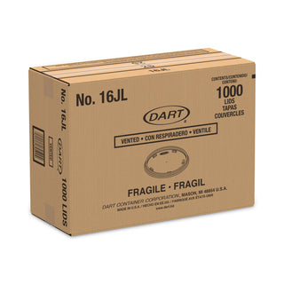 Dart® Plastic Lids, Fits 12 - 24 oz Foam Cups, Translucent, 100/Pack, 10 Packs/Carton (16JLDART)