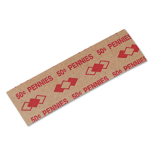 Iconex™ Tubular Coin Wrappers, Pennies, $.50, Pop-Open Wrappers, 1000/Pack (ICX94190051)