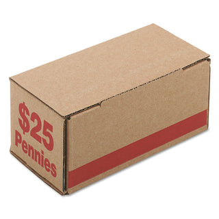 Iconex™ Corrugated Cardboard Coin Storage w/Denomination Printed On Side, Red (ICX94190086)