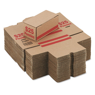 Iconex™ Corrugated Cardboard Coin Storage w/Denomination Printed On Side, Red (ICX94190086)