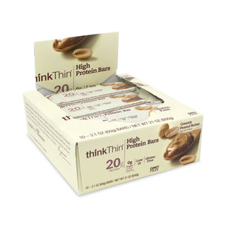 thinkThin® High Protein Bars, Creamy Peanut Butter, 2.1 oz Bar, 10 Bars/Carton (GRR30700113)