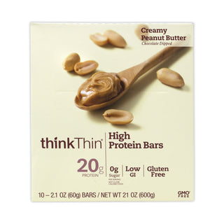 thinkThin® High Protein Bars, Creamy Peanut Butter, 2.1 oz Bar, 10 Bars/Carton (GRR30700113)
