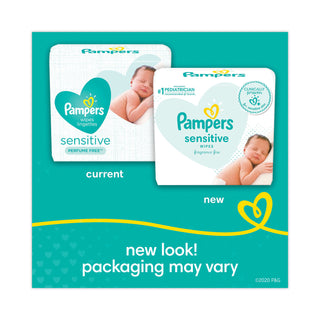 Pampers® Sensitive Baby Wipes, 6.8 x 7, Unscented, White, 56/Pack, 8/Carton (PGC87076)