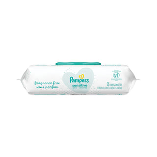 Pampers® Sensitive Baby Wipes, 6.8 x 7, Unscented, White, 56/Pack, 8/Carton (PGC87076)
