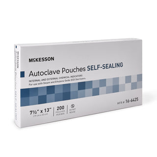 McKesson Sterilization Pouch Ethylene Oxide (EO) Gas / Steam 7-1/2 X 13 Inch Transparent Blue / White Self Seal Paper / Film (960945_CS)