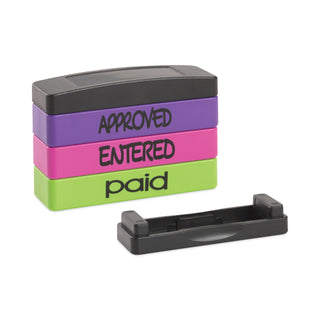 Trodat® Stack Stamp, APPROVED, ENTERED, PAID, 1 13/16 x 5/8, Assorted Fluorescent Ink (USS8802)