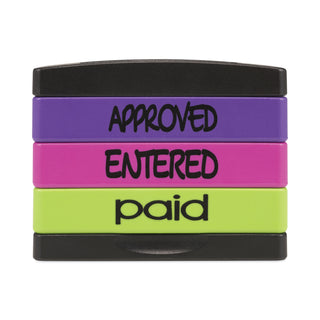 Trodat® Stack Stamp, APPROVED, ENTERED, PAID, 1 13/16 x 5/8, Assorted Fluorescent Ink (USS8802)