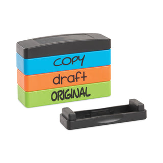 Trodat® Stack Stamp, COPY, DRAFT, ORIGINAL, 1 13/16 x 5/8, Assorted Fluorescent Ink (USS8801)