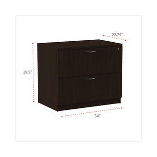 Alera® Valencia Series Two Drawer Lateral File, 34w x 22.75d x 29.5h, Espresso (ALEVA513622ES)