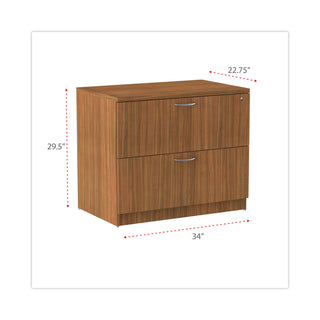 Alera® Valencia Series Two-Drawer Lateral File, 34w x 22.75d x 29.5h, Walnut (ALEVA513622WA)