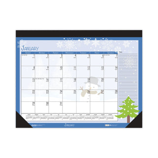House of Doolittle™ Recycled Desk Pad Calendar, Illustrated Seasons Artwork, 18.5 x 13, Black Binding/Corners,12-Month (Jan to Dec): 2025 (HOD1396)