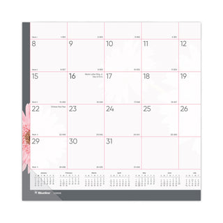 Brownline® Monthly Desk Pad Calendar, Pink Daisy Artwork, 22 x 17, Pink/White Sheets, Black Binding, 12-Month (Jan to Dec): 2026 (REDC193105)