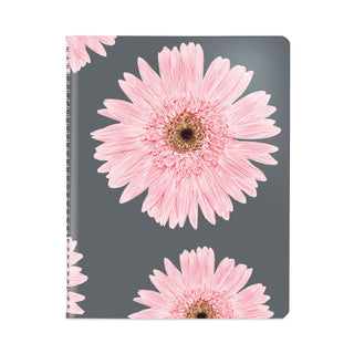 Brownline® Essential Collection Ruled Monthly Planner, Pink Daisy Artwork, 8.88 x 7.13, Black/Pink Cover, 14-Month: Dec 2025 to Jan 2027 (REDCB1200G05)