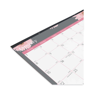 Brownline® Monthly Desk Pad Calendar, Pink Daisy Artwork, 22 x 17, Pink/White Sheets, Black Binding, 12-Month (Jan to Dec): 2026 (REDC193105)