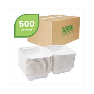 Eco-Products® Renewable and Compostable Sugarcane Clamshells, 6 x 6 x 3, 50/Pack, 10 Packs/Carton (ECPEP-HC6)
