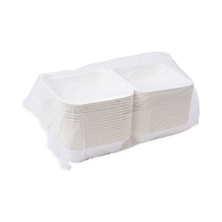 Eco-Products® Renewable and Compostable Sugarcane Clamshells, 6 x 6 x 3, 50/Pack, 10 Packs/Carton (ECPEP-HC6)
