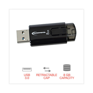 Innovera® USB 3.0 Flash Drive, 8 GB, 3/Pack (IVR82308)