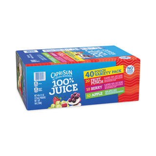 Capri Sun® 100% Juice Pouches Variety Pack, 6 oz, 40 Pouches/Pack (GRR22000720)