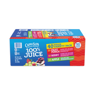 Capri Sun® 100% Juice Pouches Variety Pack, 6 oz, 40 Pouches/Pack (GRR22000720)