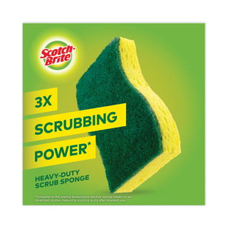 Scotch-Brite® Heavy-Duty Scrub Sponge, 4.5 x 2.7, 0.6" Thick, Yellow/Green, 6/Pack (MMM426)