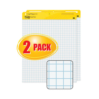 Post-it® Vertical-Orientation Self-Stick Easel Pads, Quadrille Rule (1 sq/in), 30 White 25 x 30 Sheets, 2/Carton (MMM560)
