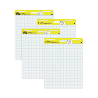 Post-it® Vertical-Orientation Self-Stick Easel Pad Value Pack, Quadrille Rule (1 sq/in), 30 White 25 x 30 Sheets, 4/Carton (MMM560VAD4PK)