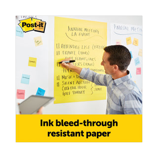 Post-it® Vertical-Orientation Self-Stick Easel Pads, Presentation Format (1 1/2" Rule), 30 Yellow 25 x 30 Sheets, 2/Carton (MMM561)