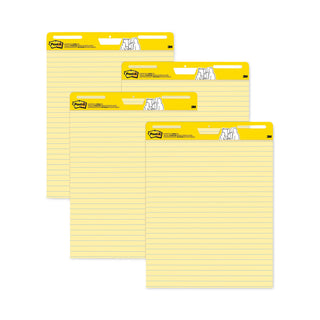 Post-it® Vertical-Orientation Self-Stick Easel Pad Value Pack, Faint 1 1/2" Rule, 30 Yellow 25 x 30 Sheets, 4/Carton (MMM561VAD4PK)