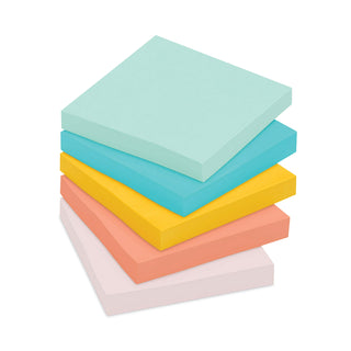 Post-it® Original Pads in Beachside Cafe Collection Colors, 3" x 3", 100 Sheets/Pad, 12 Pads/Pack (MMM654AST)